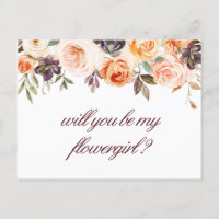 autumn floral will you be my flowergirl card