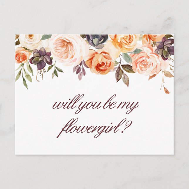 autumn floral will you be my flowergirl card (Front)