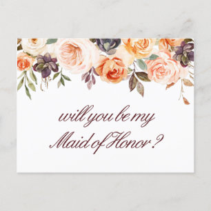 autumn floral will you be my Maid of Honour card