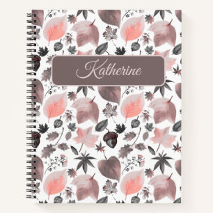 Autumn Floral with a custom name Pink Notebook