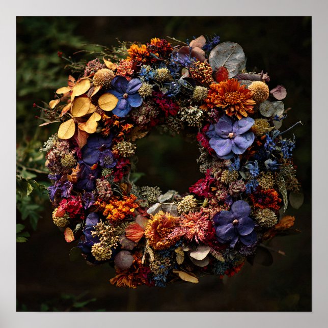Autumn Floral Wreath Art Print (Front)
