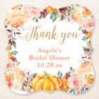 Autumn Floral Wreath Pumpkin Gold Thank You Favour