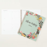 Autumn Floral Wreath Sage Green Personalised