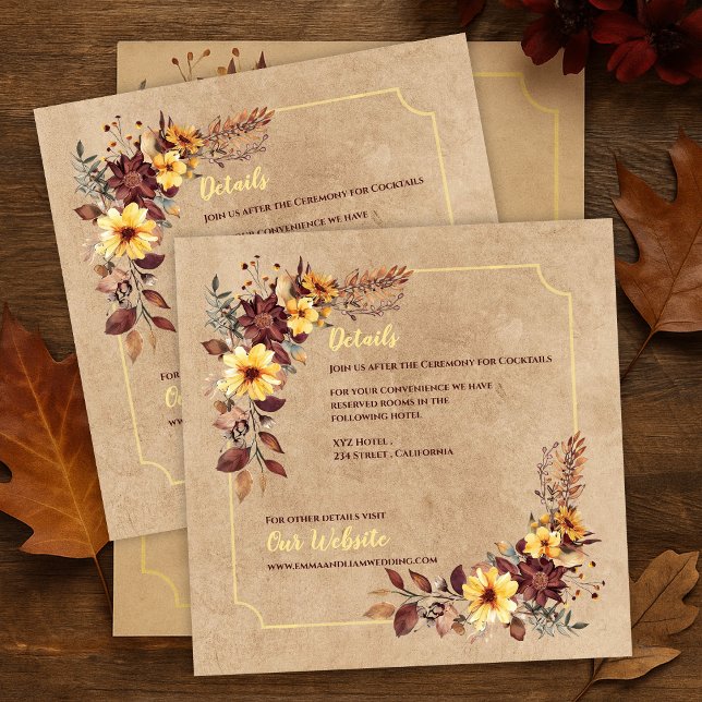 Autumn Florals & Accommodation Info Fall Wedding Enclosure Card (Autumn Florals & Accommodation Info Fall Wedding Enclosure Card)