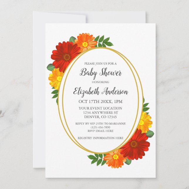 Autumn Florals Baby Shower Invitation (Front)