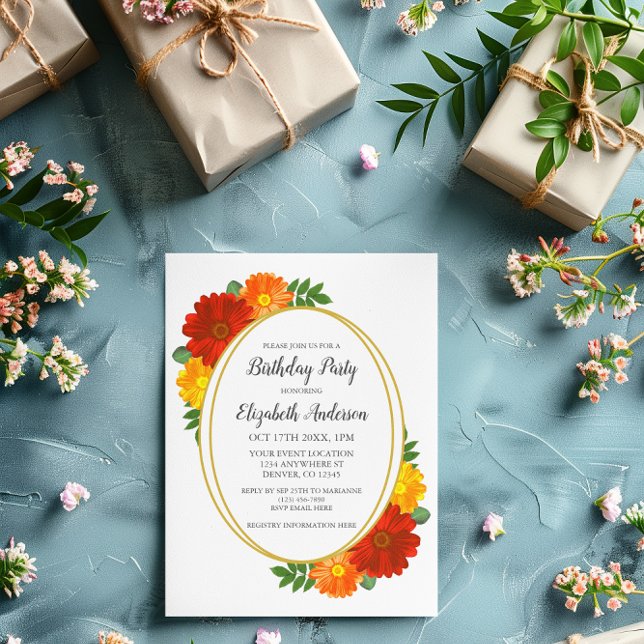 Autumn Florals Birthday Invitation (Creator Uploaded)