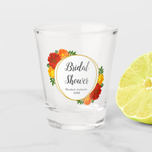 Autumn Florals Bridal Shower Shot Glass