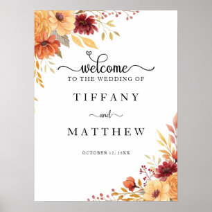 Autumn Florals Fall Wedding Welcome Poster