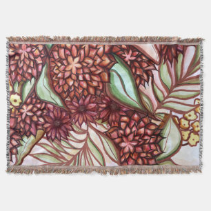 Autumn Florals Flower Fall Art Gardening Abstract Throw Blanket