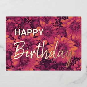 Autumn Florals Happy Birthday Real Gold 