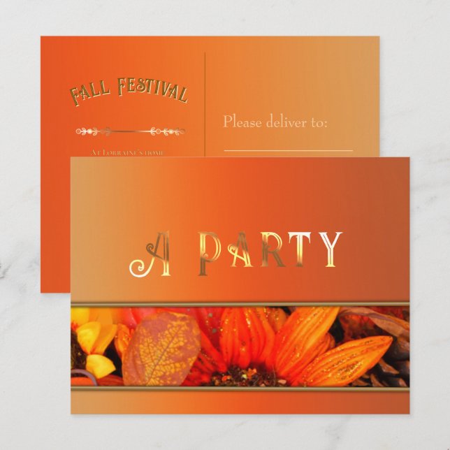 Autumn Florals Invitation Postcard (Front/Back)