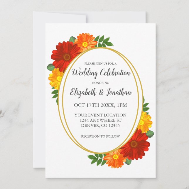 Autumn Florals Wedding Invitation (Front)