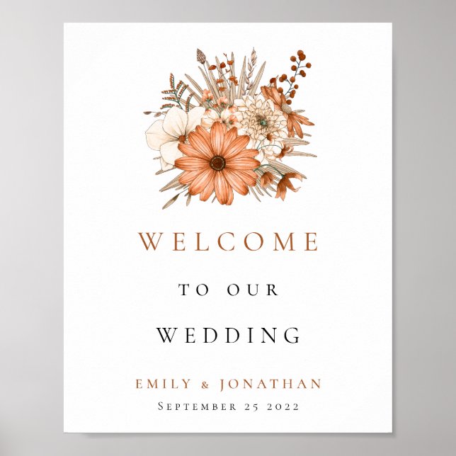 Autumn Florals Welcome to Wedding Poster (Front)