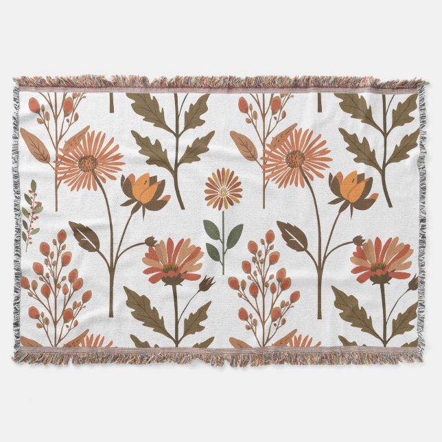 autumn flower arrangement throw blanket (Front)