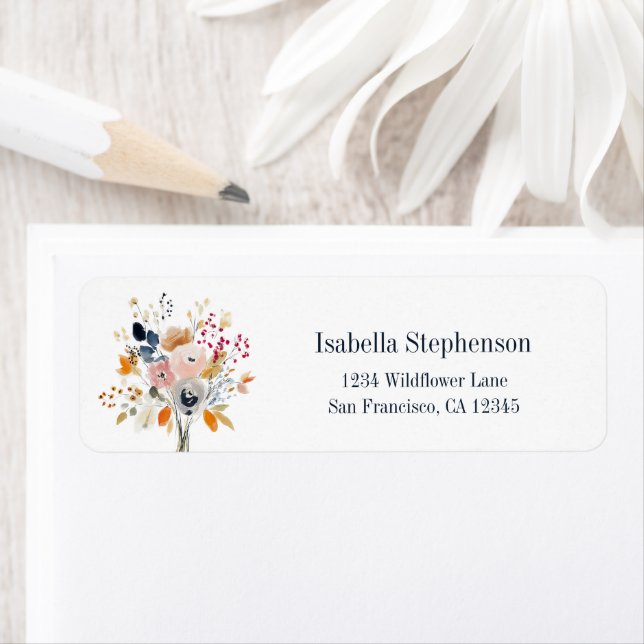 Autumn Flower Bouquet Boho Return Address (Insitu)