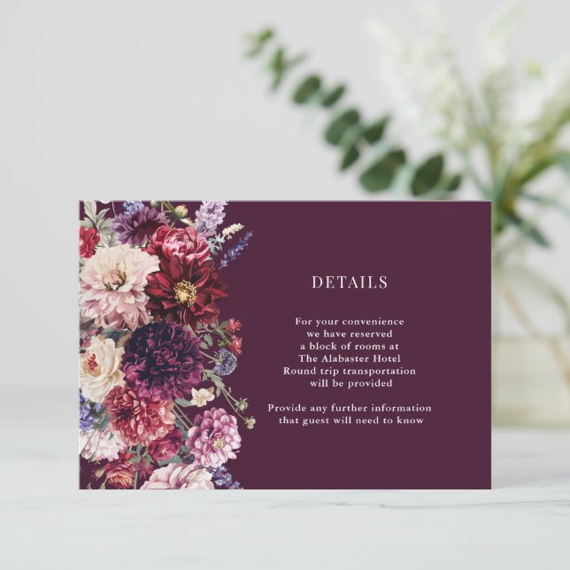 Autumn Flower Dahlia Bunch Details Enclosure Card (Standing Front)