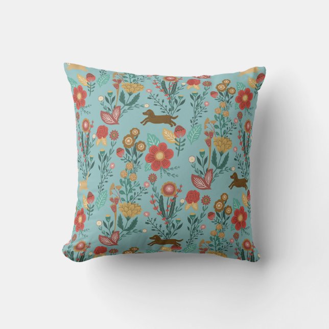 Autumn Flower Dogs and Cats Cushion (Front)