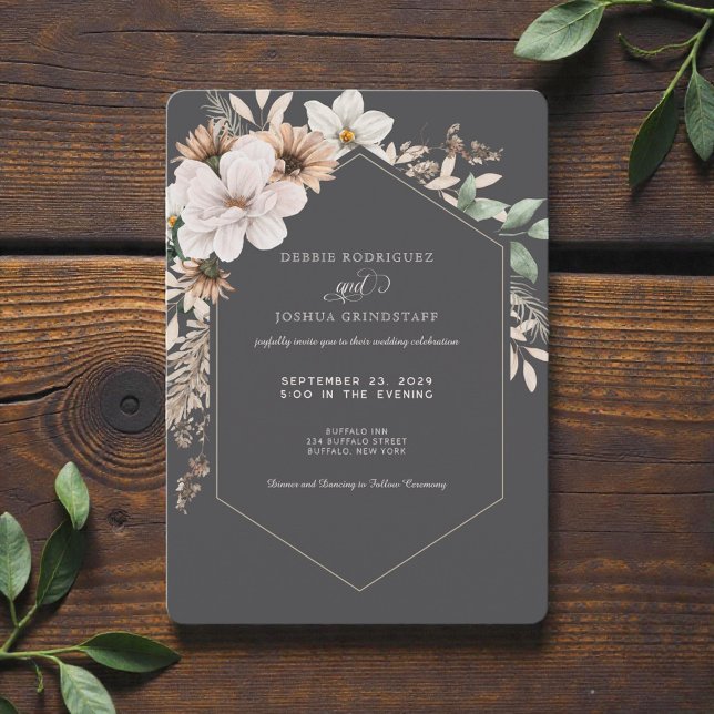 Autumn Flower Frame Wedding Invitation  (Creator Uploaded)