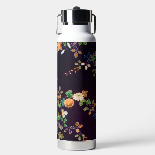Autumn Flower & Leaf, Japanese Design Water Bottle (Front)