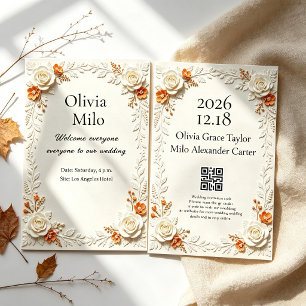 Autumn Flower Theme Wedding Invitation