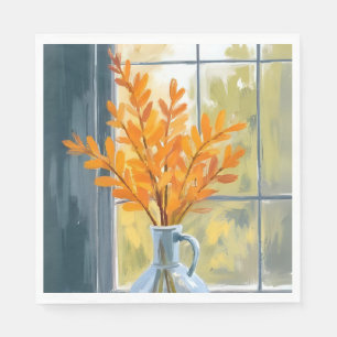 Autumn Flower Vase Watercolor Napkin