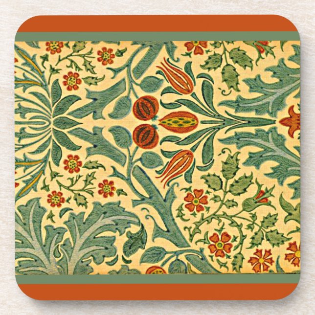 Autumn Flower, vintage floral pattern Coaster (Front)