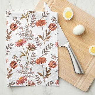 autumn flowering tea towel