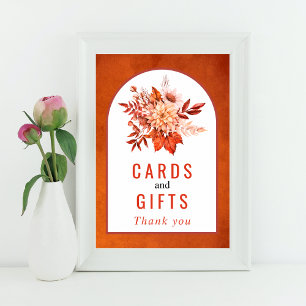 Autumn flowers and foliage orange fall wedding poster