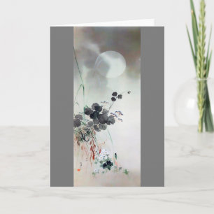 Autumn Flowers and Full Moon, Watanabe Seitei Card