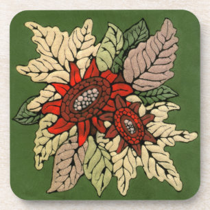Autumn Flowers Enamel Artwork Coaster