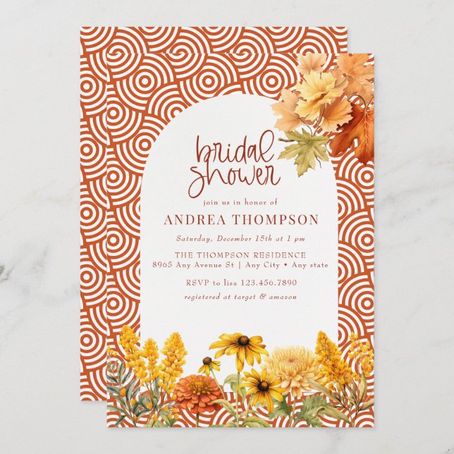 Autumn Flowers | Fall Bridal Shower Invitation (Front/Back)