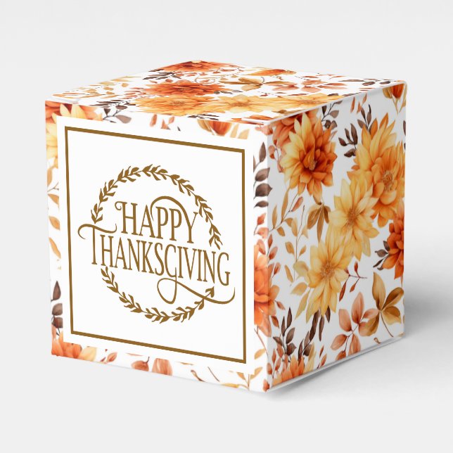 Autumn Flowers Favor Gift Box (Front Side)