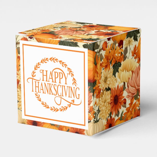 Autumn Flowers Favor Gift Box (Front Side)