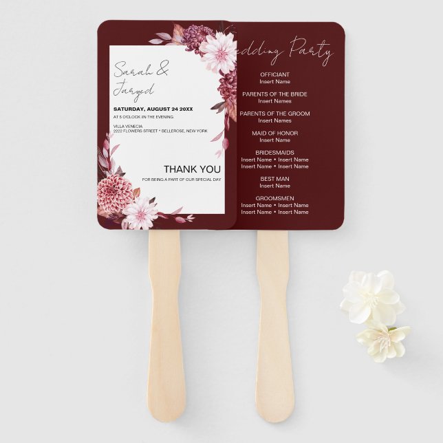 Autumn Flowers Frame Hand Fan (Front and Back)