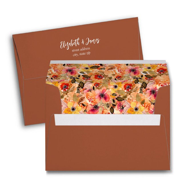Autumn Flowers Lined Terracotta Envelope (Creator Uploaded)
