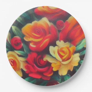 Autumn Flowers Paper Plate