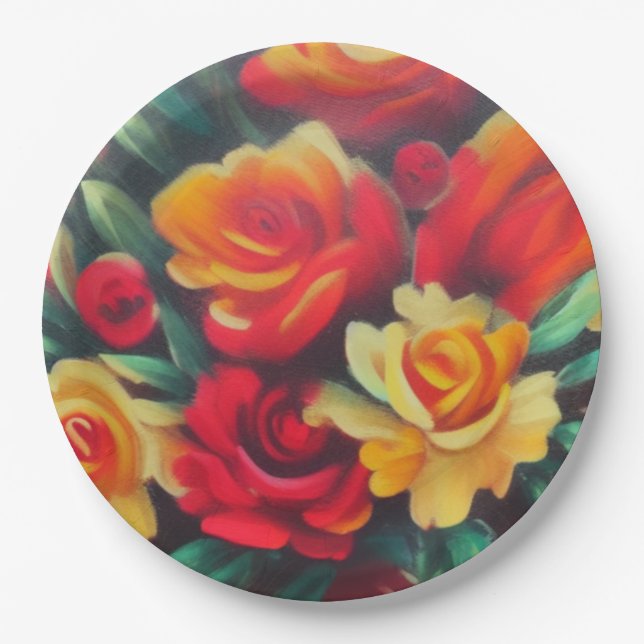 Autumn Flowers Paper Plate (Front)