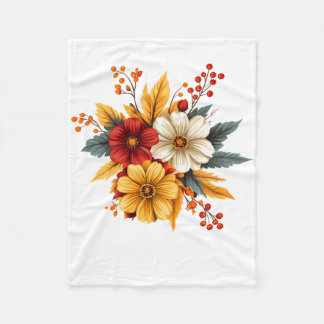 Autumn Flowers - Pink Floral Arrange Fleec Blanket