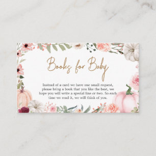 Autumn Flowers Pumpkin Baby Shower Books for Baby Enclosure Card