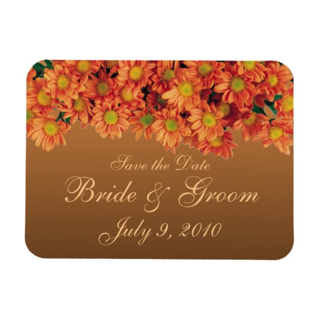 Autumn Flowers Save the Date Premium Magnet (Horizontal)