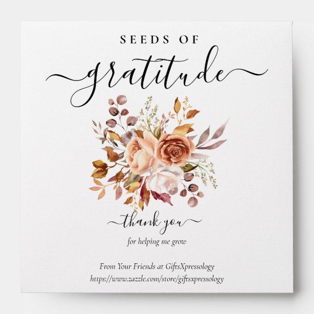 Autumn Flowers Seeds of Gratitude Gift Seed Packet Envelope (Front)