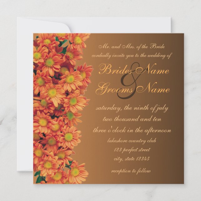 Autumn Flowers Wedding Invitation (Front)