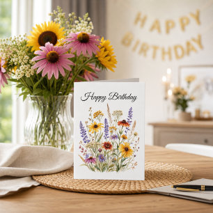 Autumn Flowers Wildflower Floral Birthday  Card
