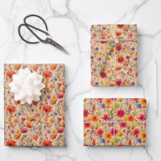 Autumn Flowers Wrapping Paper Sheet
