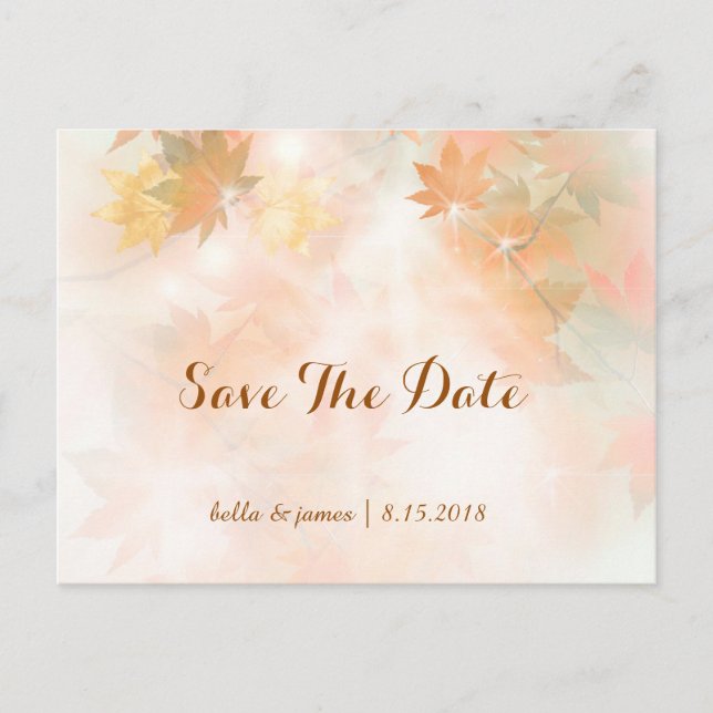 Autumn Fog Tree Fall Wedding Save The Date Cards (Front)