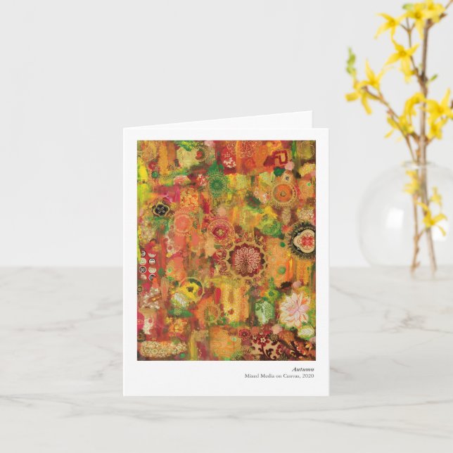 Autumn Folded Note Card (Yellow Flower)