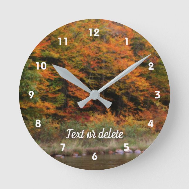 Autumn Foliage Along River Orton Personalised Round Clock (Front)