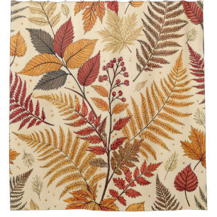Autumn Foliage and Berries – Warm Earthy Tones Shower Curtain