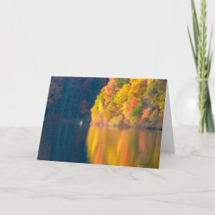 Autumn foliage at Walden Pond - October reflection Card