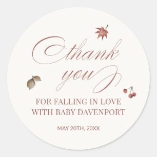 Autumn Foliage Baby Shower Thank You Classic Round Sticker